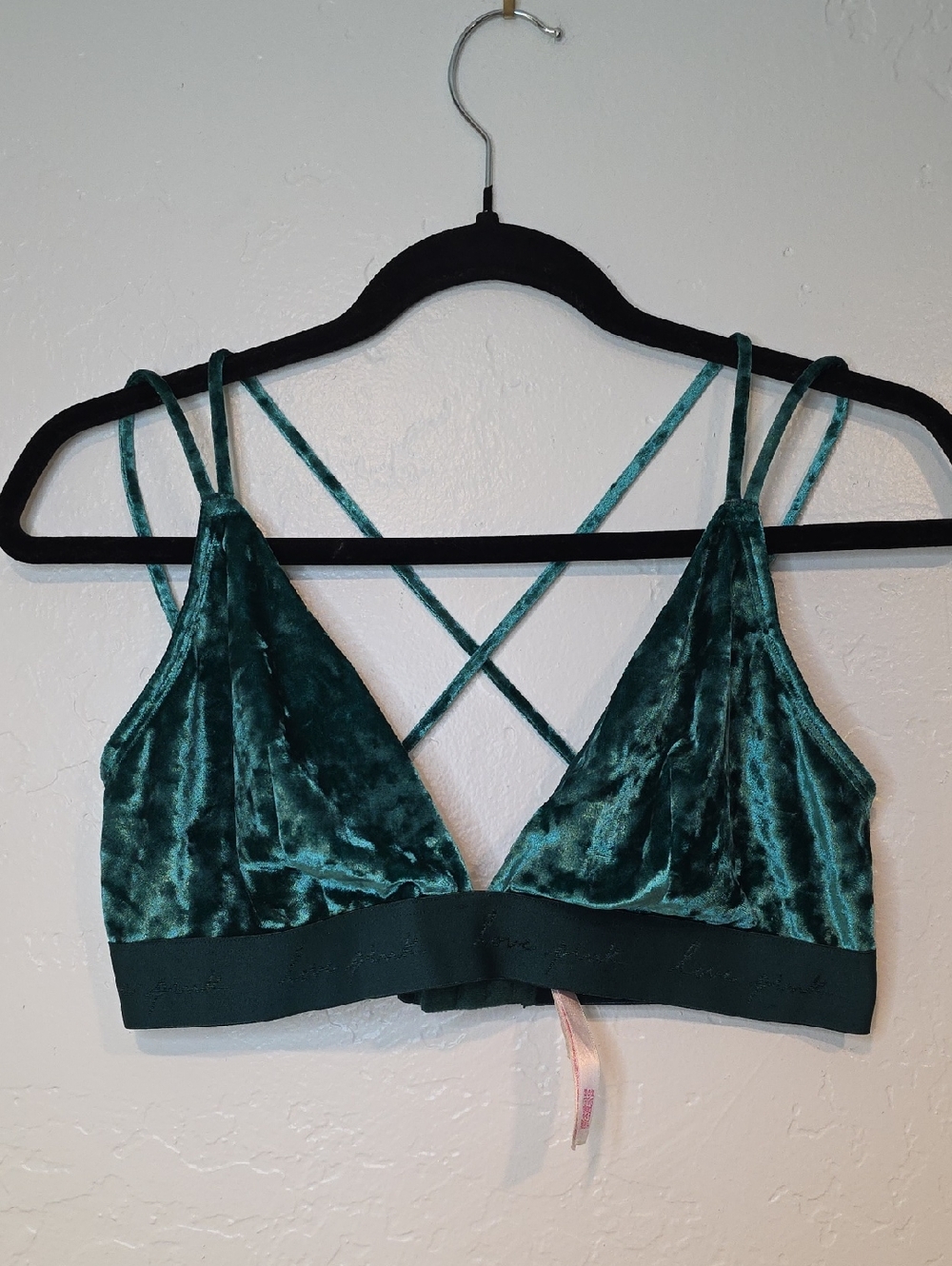 Victoria's Secret Teal Velvet Bralette with Crisscross Straps